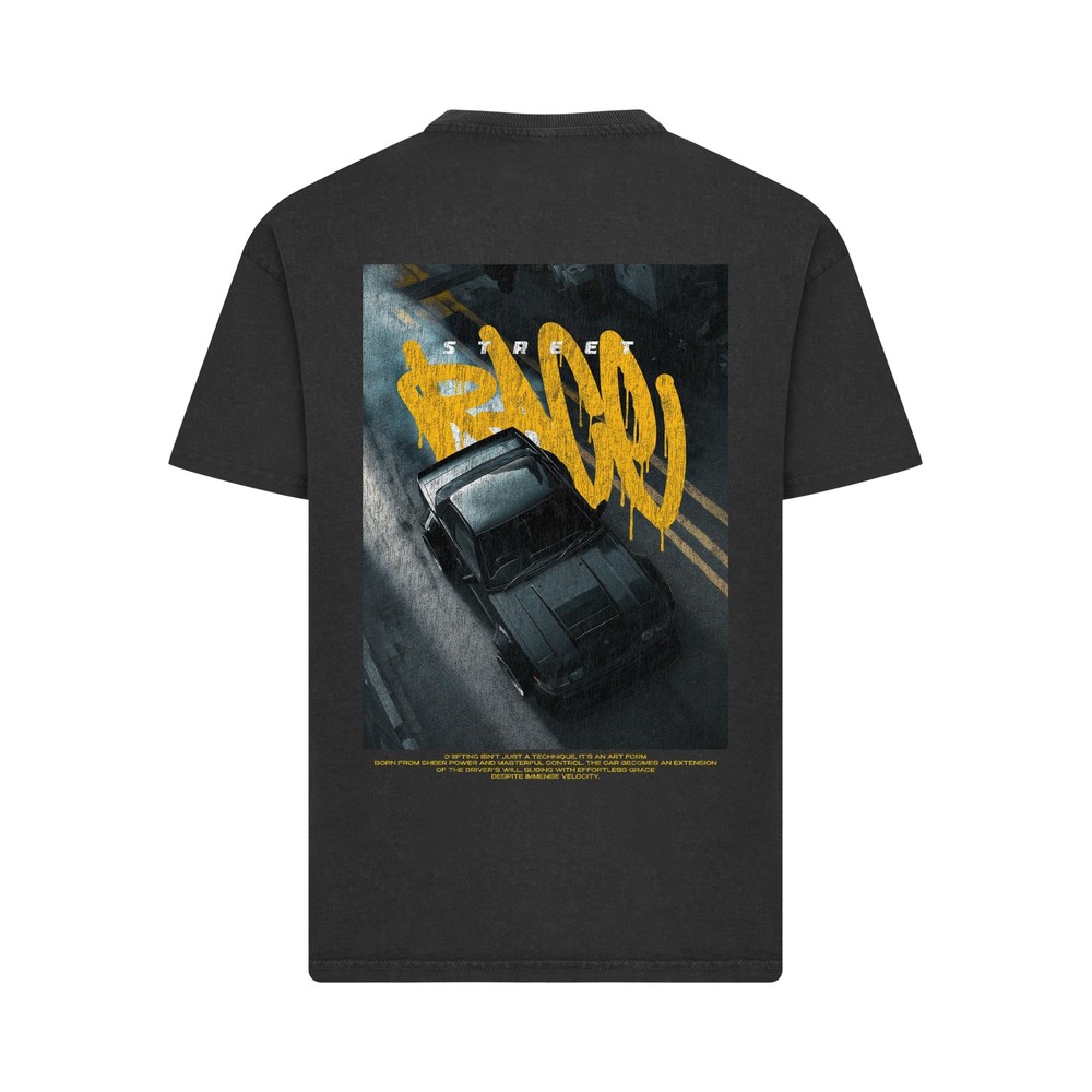 Mister Tee - Street Race Vintage Heavy Loose Heren Tshirt - Zwart